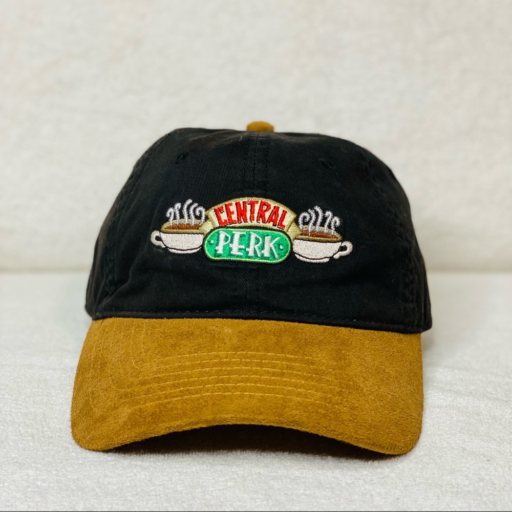 F. R. I. E. N. D. S. Central Perk Adjustable Cap Black Cotton/Faux Suede Bill